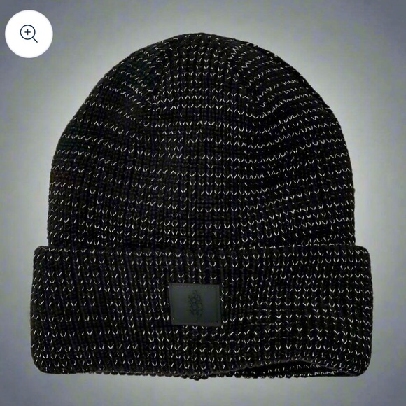 Free People Beanie Black White Lets Race Fleece Lined Knit Look Folded Cuff Warm - Picture 1 of 6